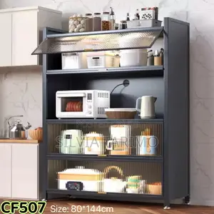 Modern Kitchen Storage Cabinet With Glass Doors – 80×144cm