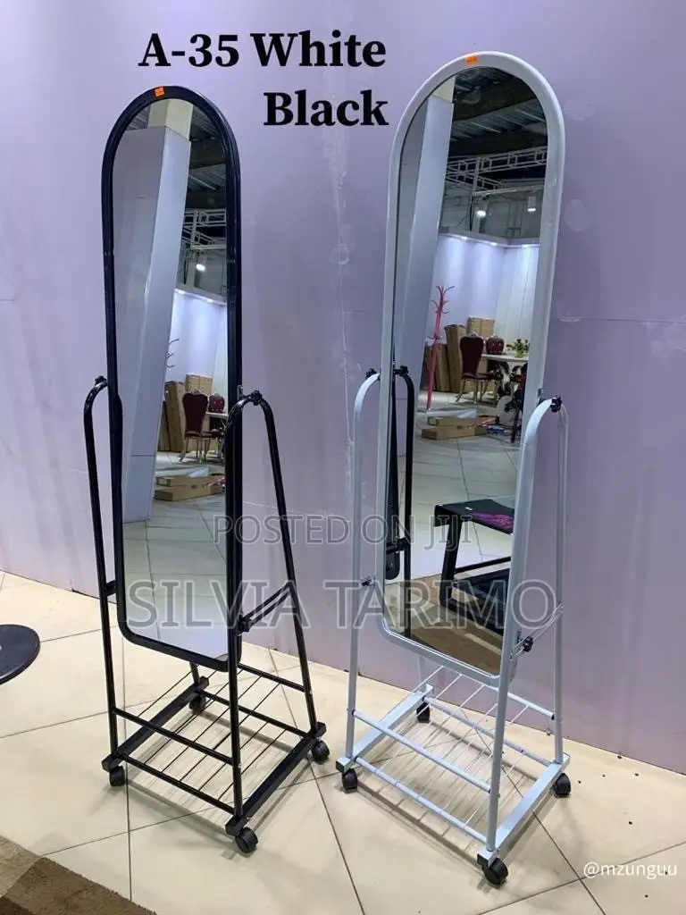 A-35 Full-Length Standing Mirror – Black White