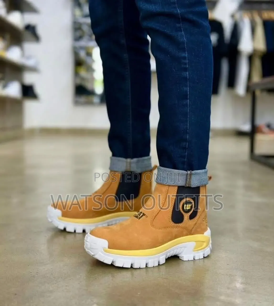 5 Colours CAT BRAND Men's Leather Boot Shoes Materials Classic