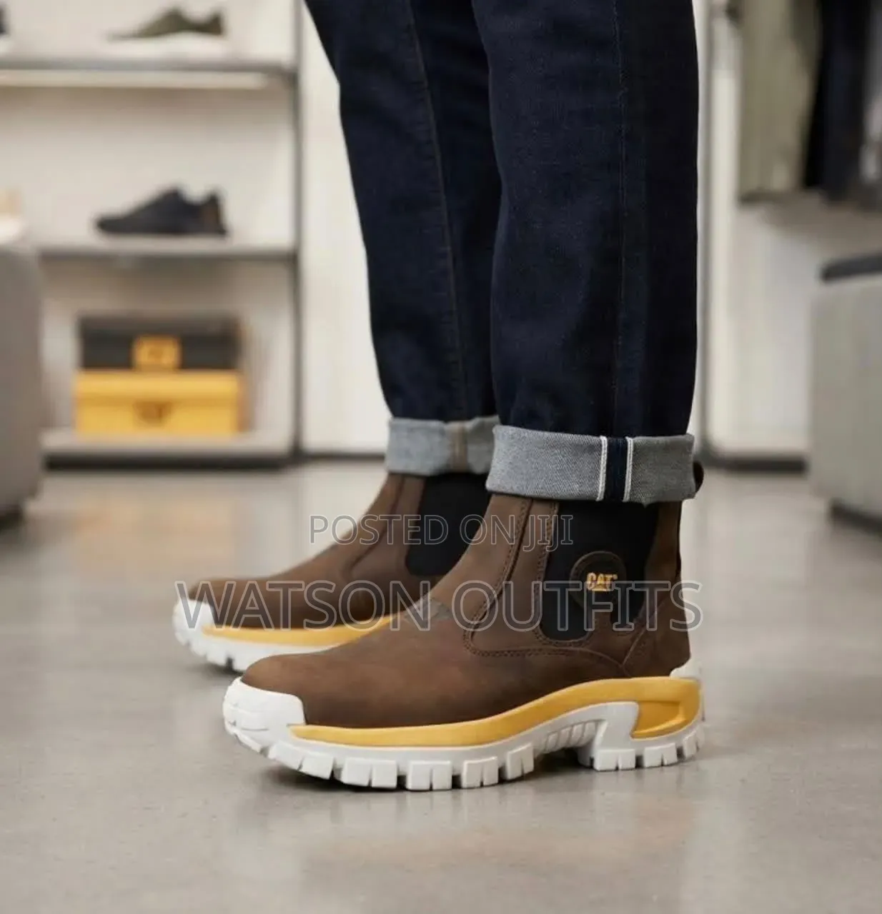 5 Colours CAT BRAND Men's Leather Boot Shoes Materials Classic
