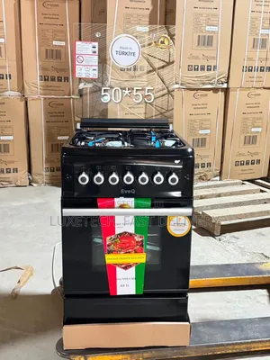 EvoQ Gas Cooker 50*55cm Black – 3 Gas + 1 Electric With 65L Oven