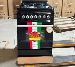 EvoQ Gas Cooker 50*55cm Black – 3 Gas + 1 Electric With 65L Oven