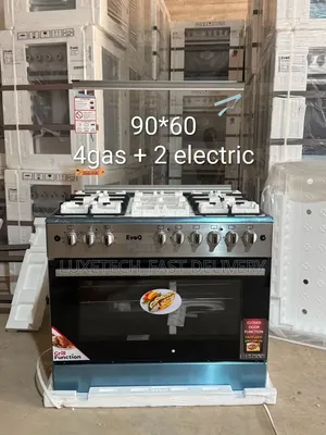 EvoQ Standing Cooker 90×60cm – 4 Gas + 2 Electric With Electric Oven