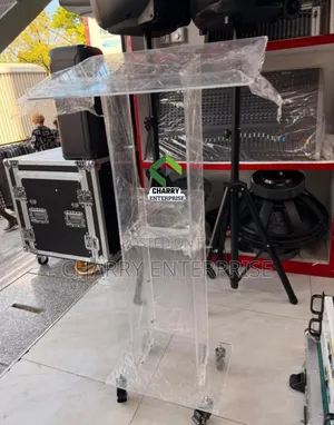 Modern Acrylic Floor Standing Podium Lectern Movable Mimbari Madhabahu