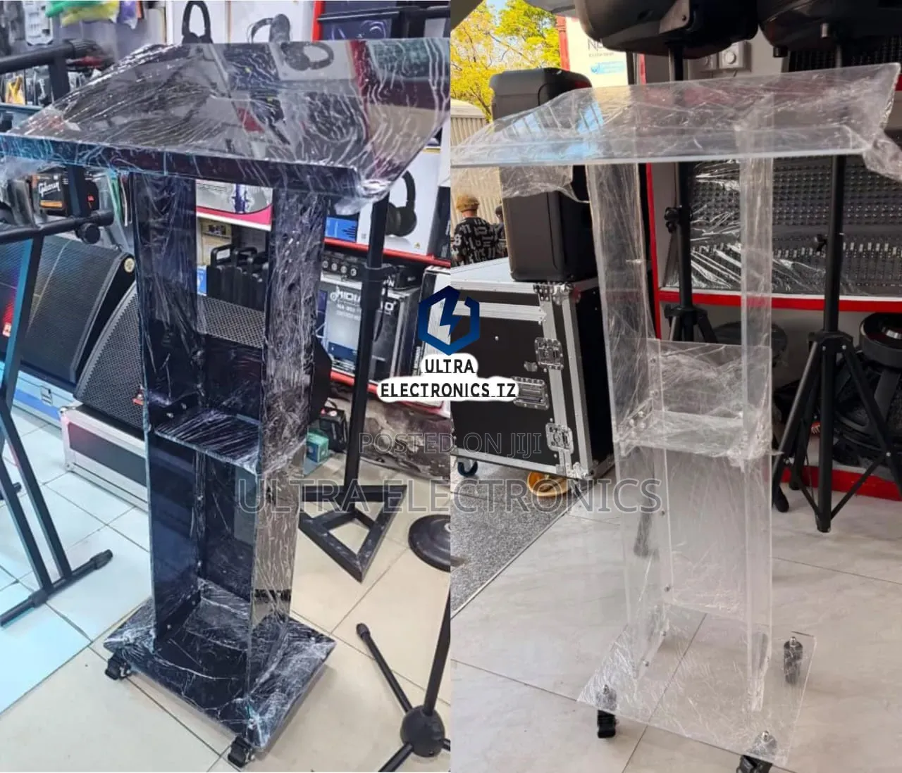 Modern Acrylic Floor Standing Podium Lectern Wheeled Mimbari Madhabahu
