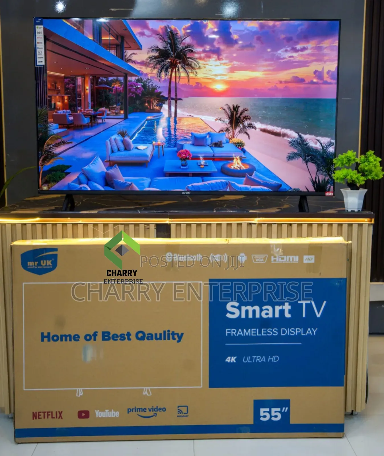 Mr Uk Smart Frameless TV 55 Inch UHD With Bluetooth