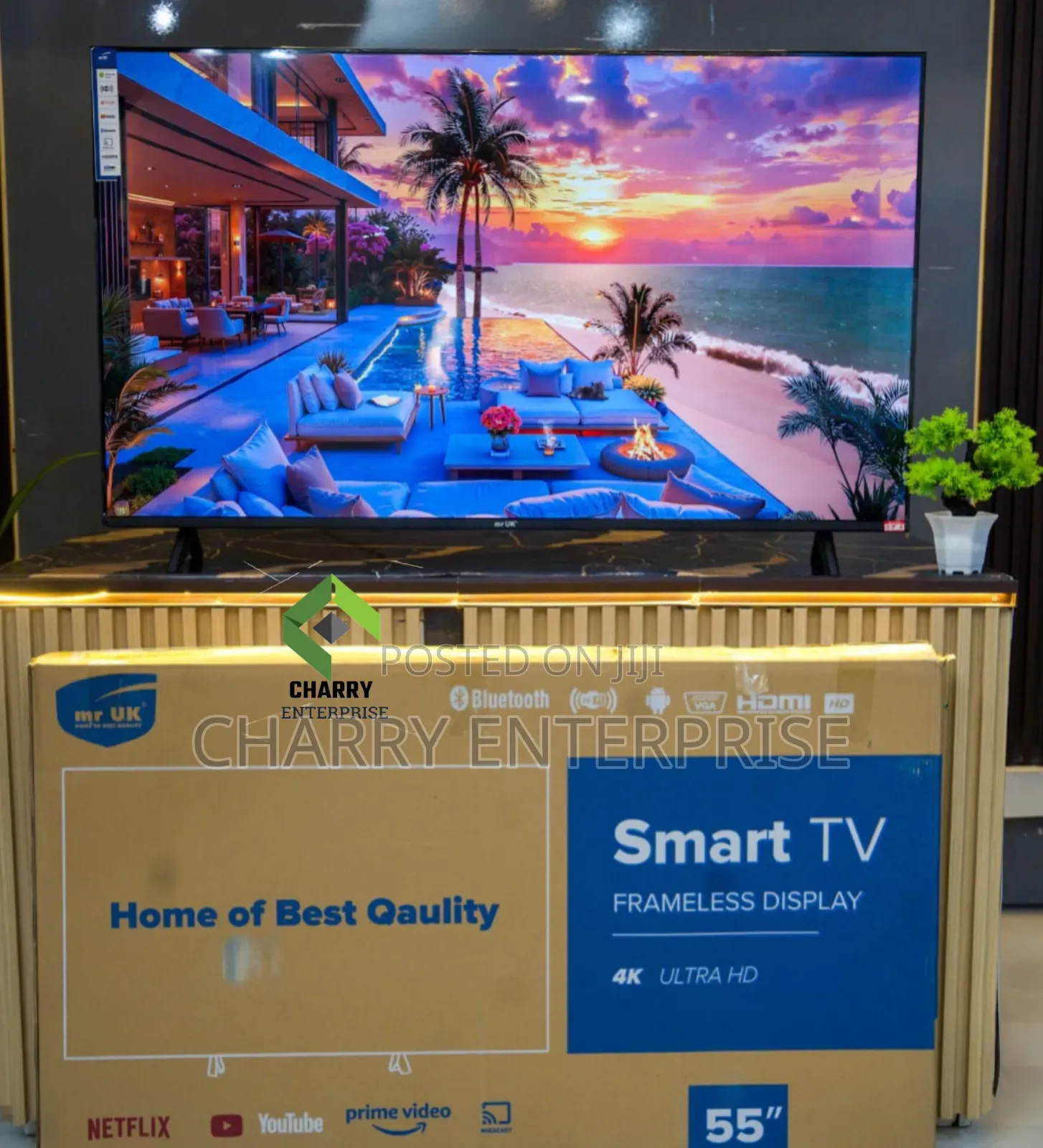 Mr Uk Smart Frameless TV 55 Inch UHD With Bluetooth
