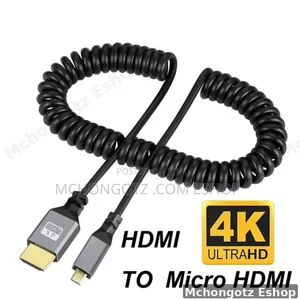Micro HDMI to HDMI Coiled Cable | 60Hz Flexible Spiral Cable