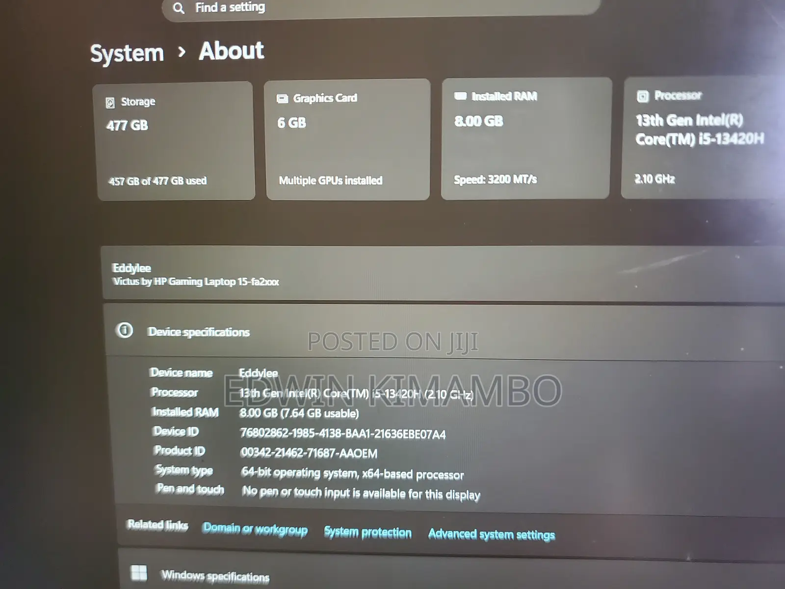 Laptop HP Victus 15 8GB Nvidia SSD 512GB