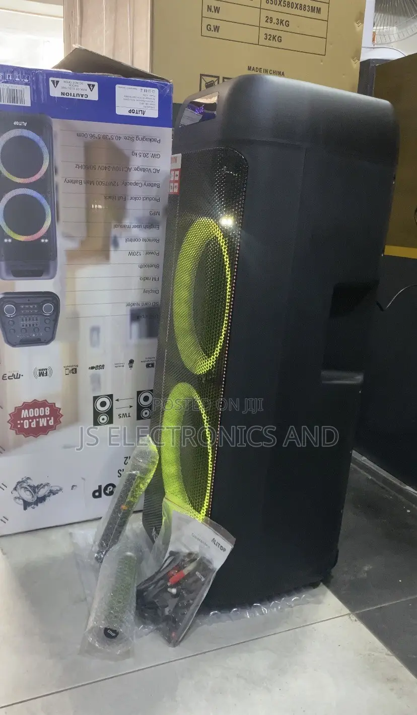 Alitop Speaker 80000W Rechargeable With Two Wireless Mic