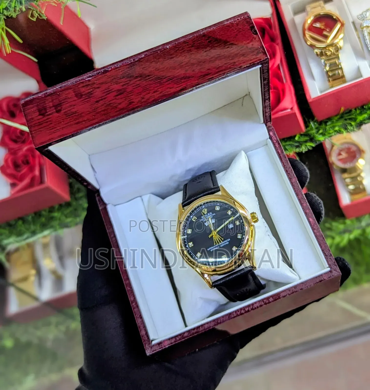 rolex Leather Watch