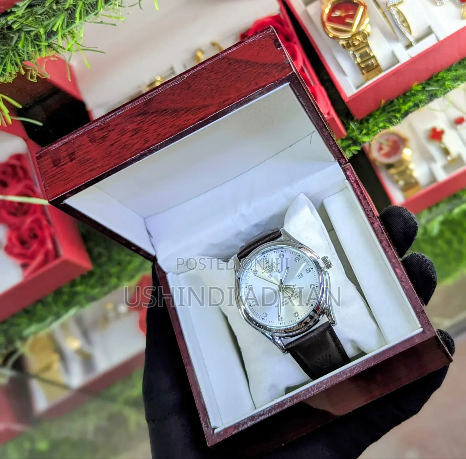 rolex Leather Watch