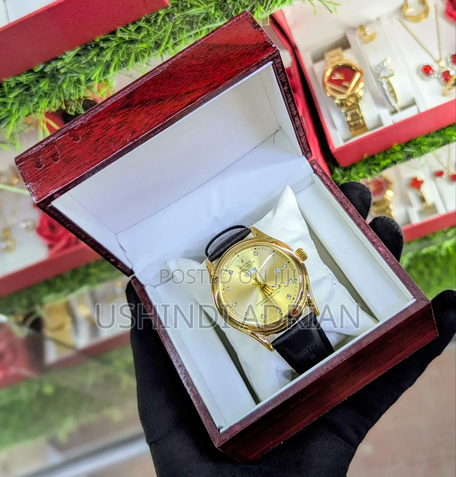 rolex Leather Watch