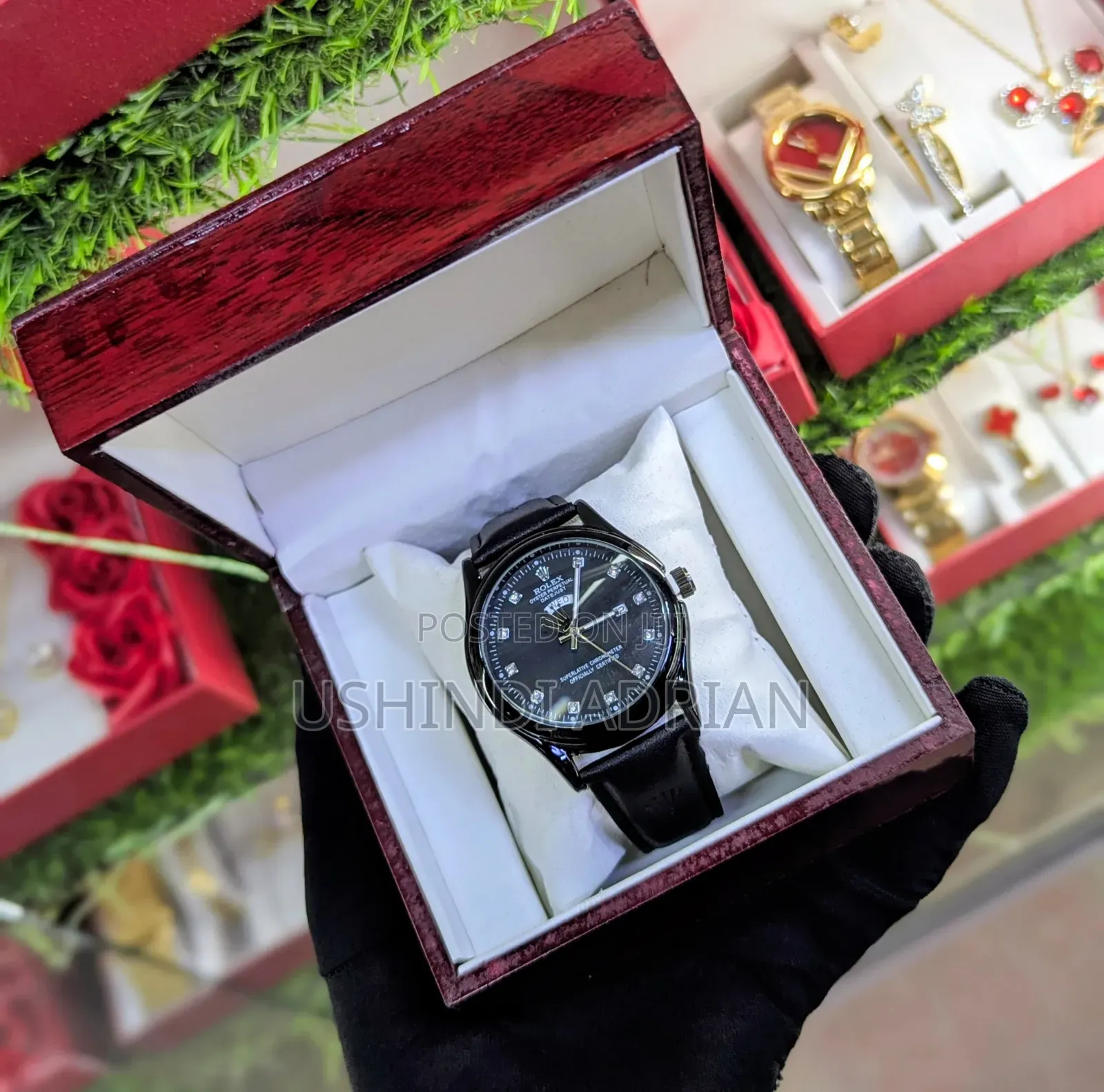 rolex Leather Watch