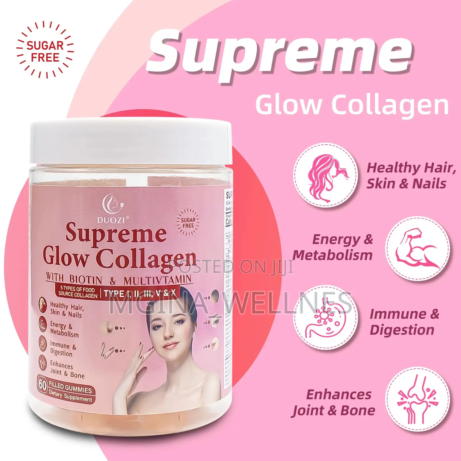 Supreme Glow Collagen Gummies for Skin,Nails,Hairs and Joints