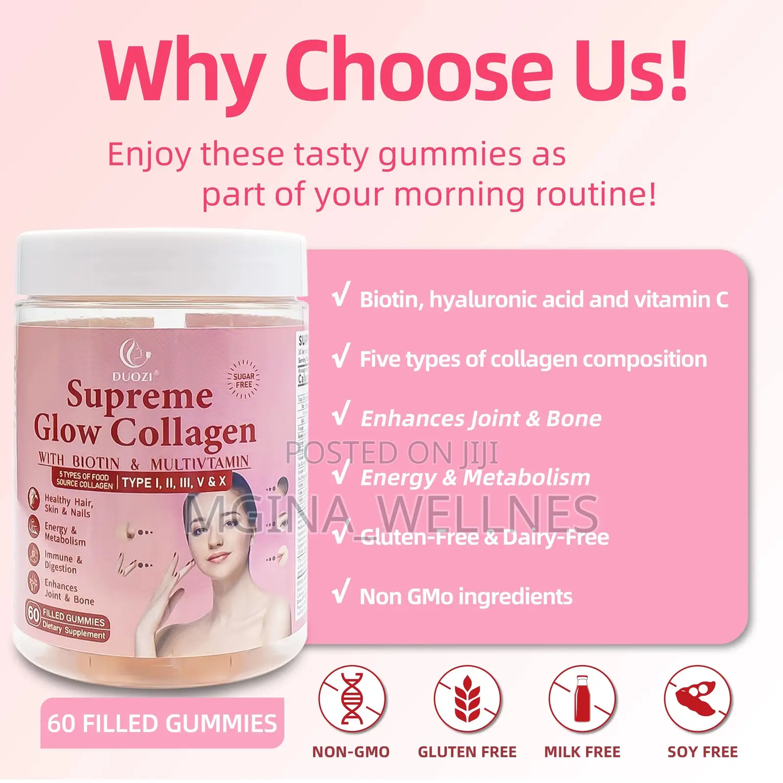 Supreme Glow Collagen Gummies for Skin,Nails,Hairs and Joints
