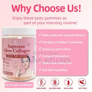 Supreme Glow Collagen Gummies for Skin,Nails,Hairs and Joints