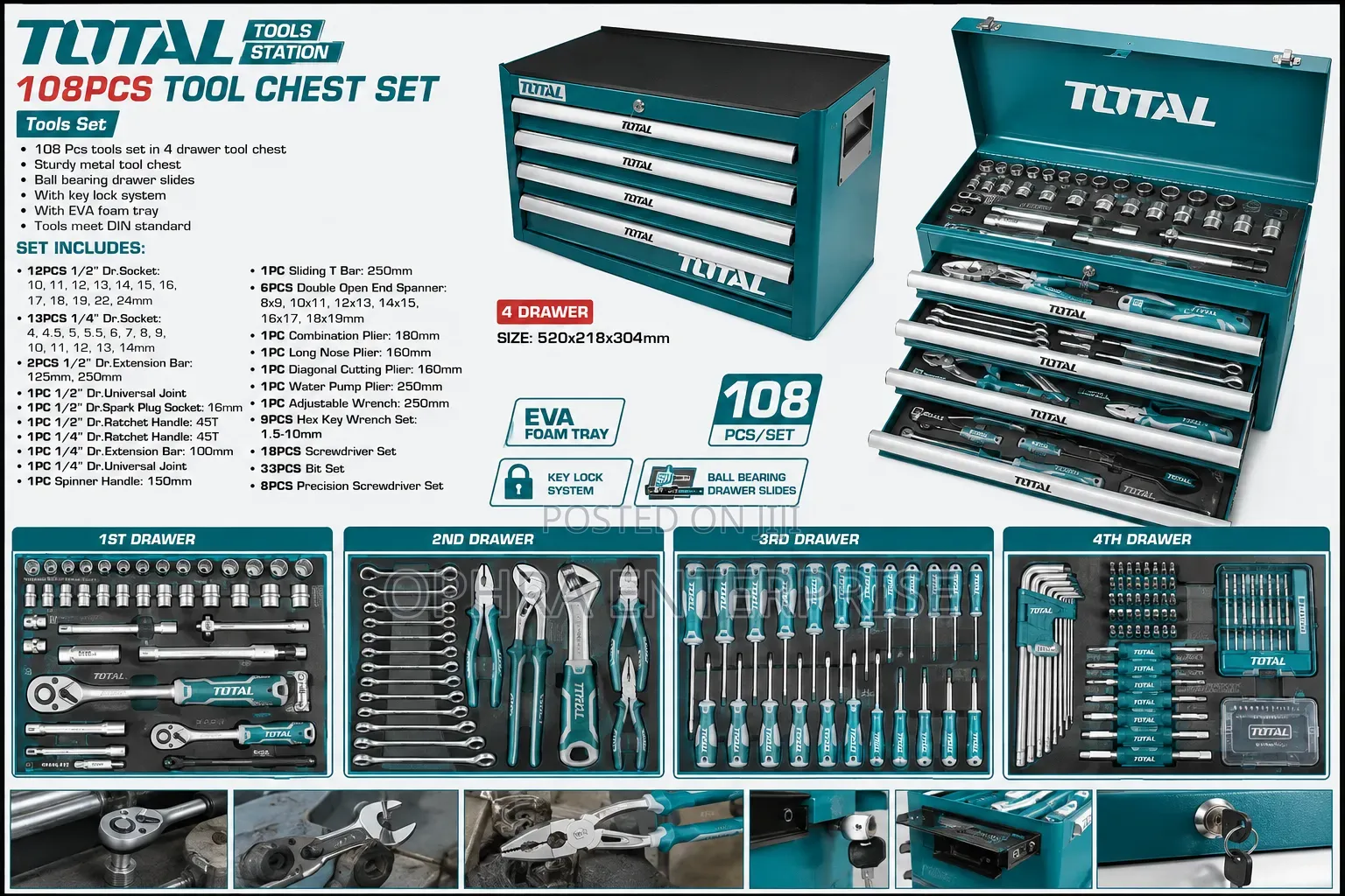 TOTAL 108 PCS Tool Chest Set – THTCS121081