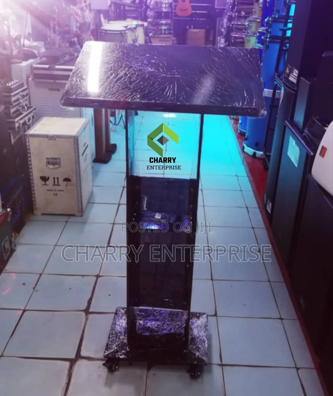 Modern Acrylic Floor Standing Podium Lectern Movable Mimbari Madhabahu
