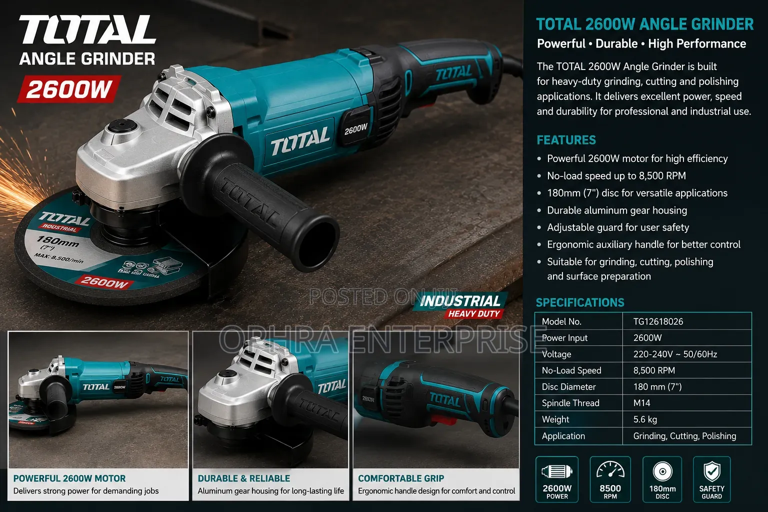 TOTAL 2600W Angle Grinder