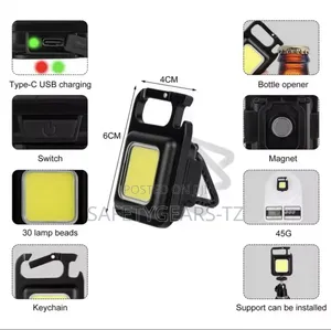 Safety Multifunctional COB Rechargeable Keychain Light