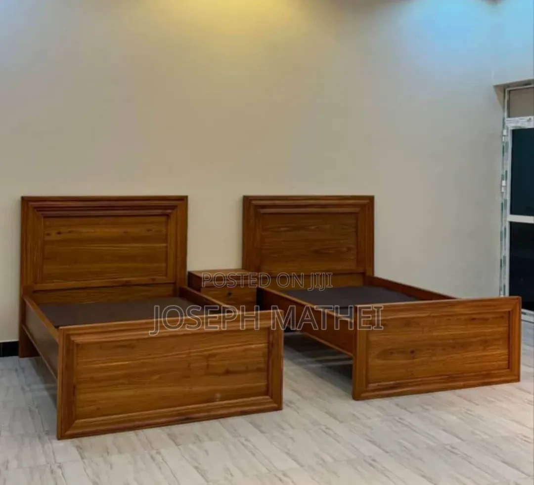 Single Bed Hard Wood 2pc and Bed Side 1