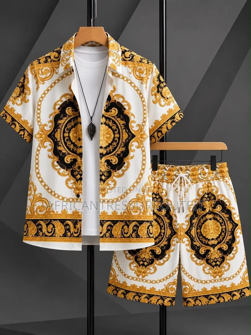 Tropical Beach Short Sleeve Shirt and Matching Short Set Collection