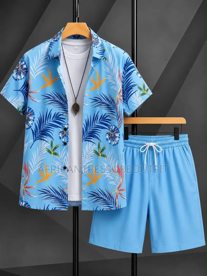 Tropical Beach Short Sleeve Shirt and Matching Short Set Collection