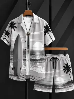 Tropical Beach Short Sleeve Shirt and Matching Short Set Collection