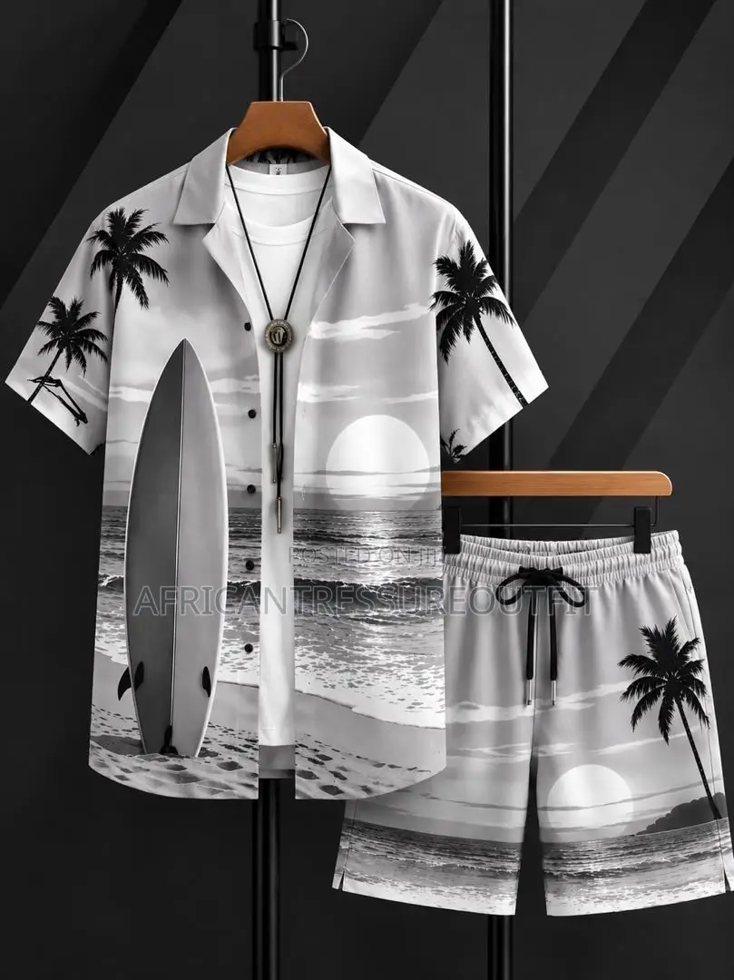 Tropical Beach Short Sleeve Shirt and Matching Short Set Collection