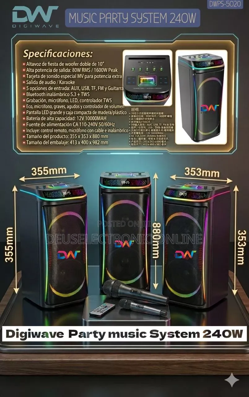 Digiwave Rechargeable Speaker 80w and 240w