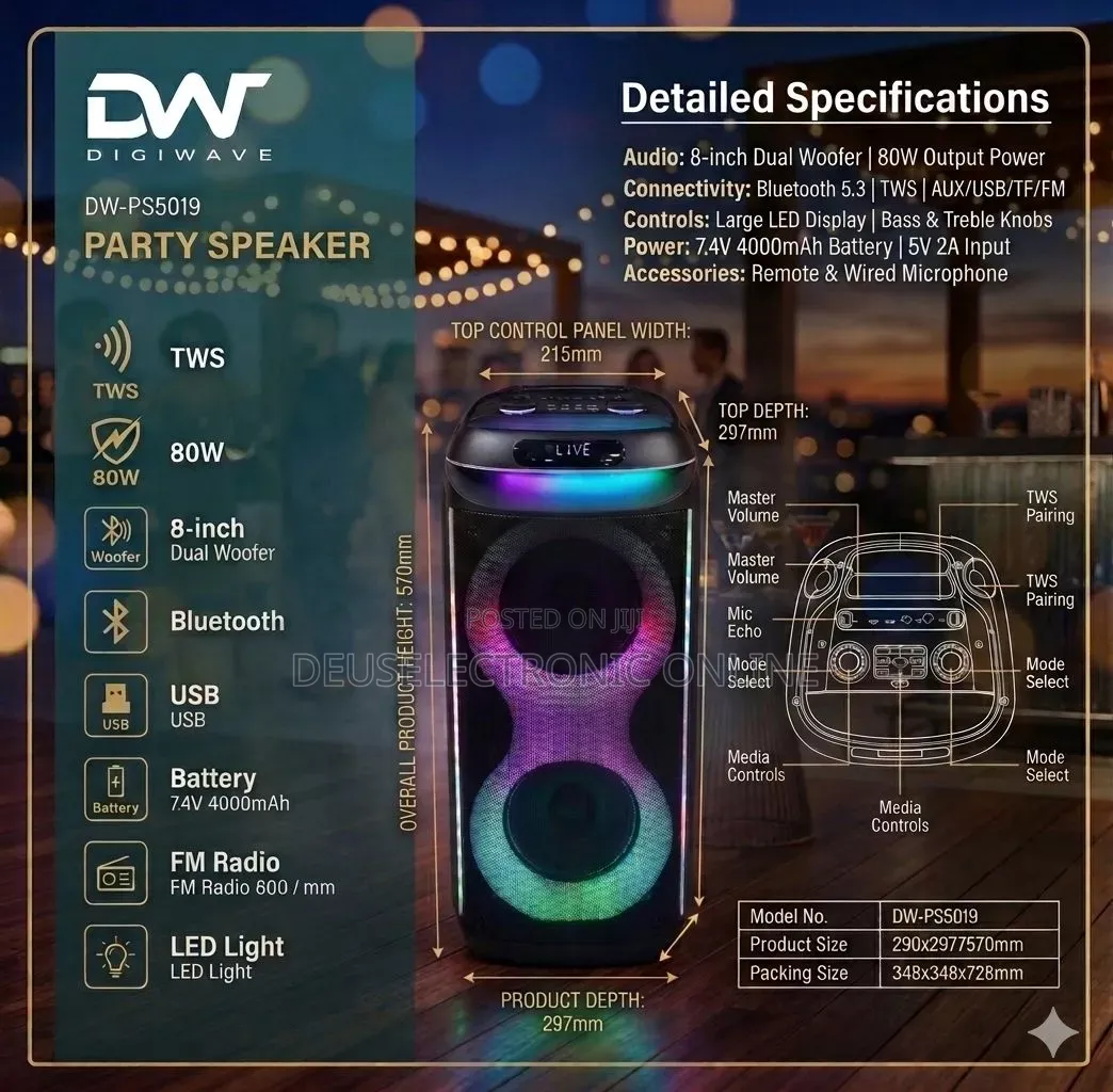 Digiwave Rechargeable Speaker 80w and 240w