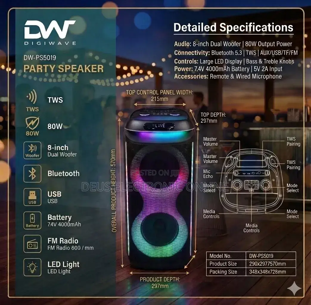 Digiwave Rechargeable Speaker 80w and 240w