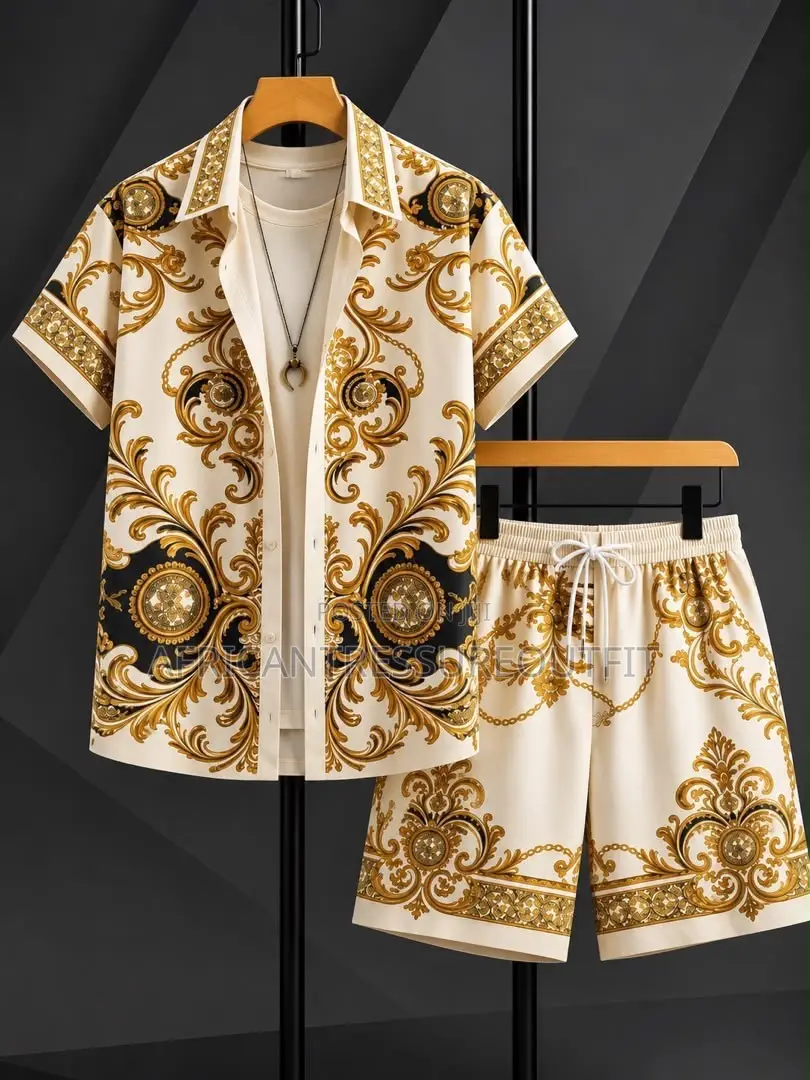 European Baroque 3d Printer Short Sleve Shirt and Matching Short