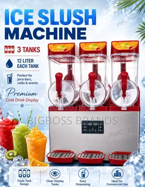 Ice Slush Machine – 3 Tanks 3 Separate Tanks 12 Lit Per Tank
