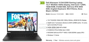 New Laptop Alienware 15 16GB Intel Core i7 SSD 512GB