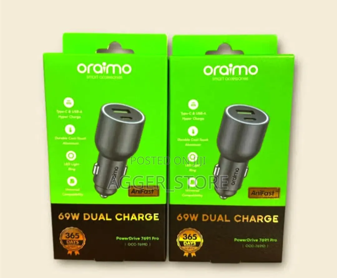 Oraimo PowerDrive 7691 Pro 69W Dual-Port Fast Car Charger
