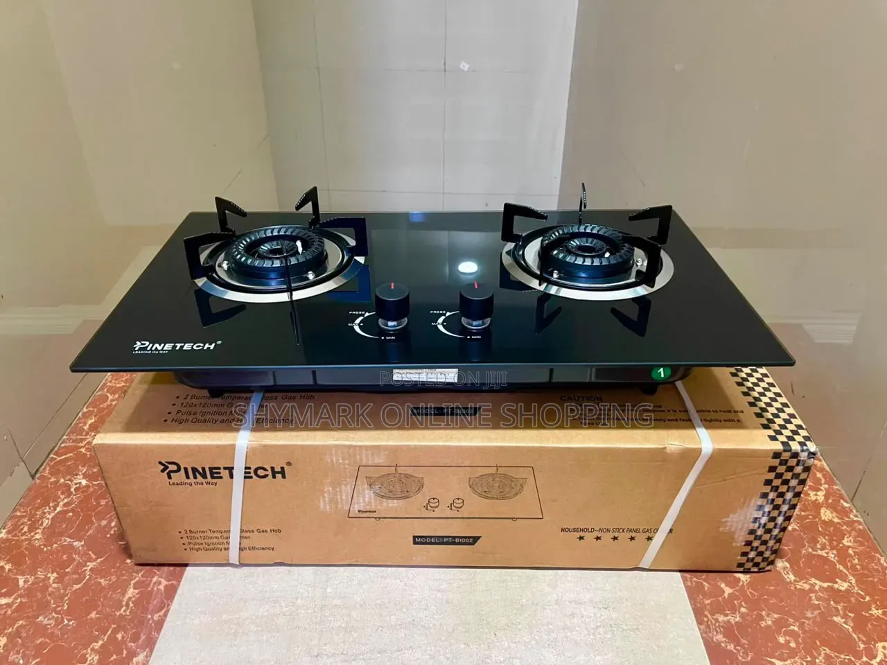 Pinetech 2 Burner Glass Top Gas Stove