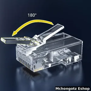 RJ45 Cat5e Pass Through Connectors 100 Pack for UTP Network Cable