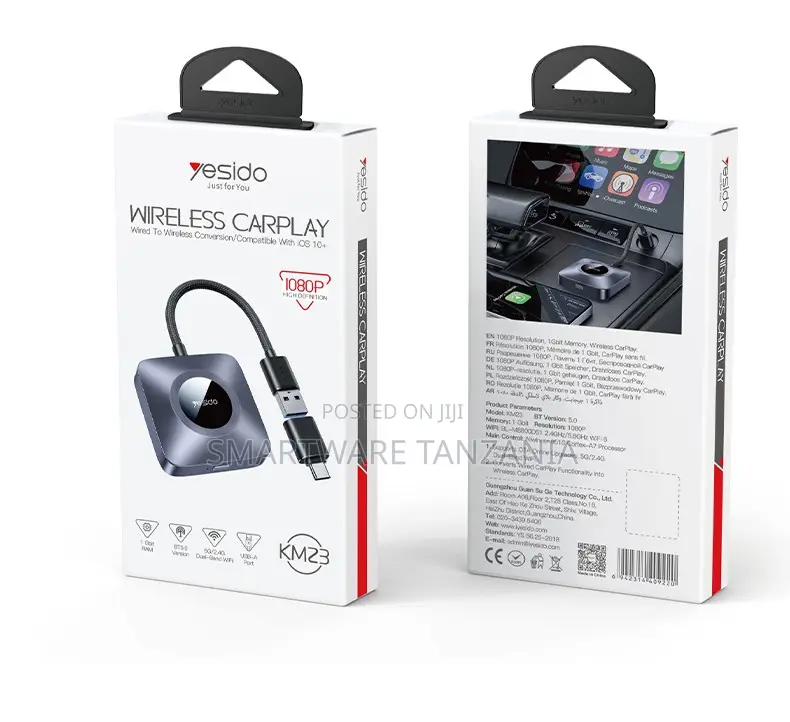 Yesido KM23 Wireless CarPlay Adapter, Wired to Wireless Conversion