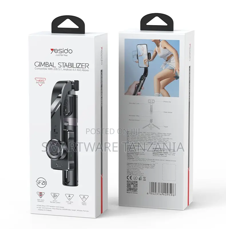 Yesido Gimbal Stabilizer for Smartphones, 3-Axis, iOS Android