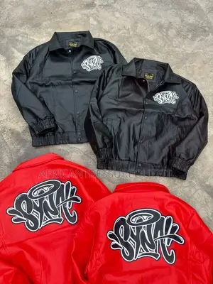 Syna World Leather Jackets Bold Signature Graffit Logo Across the Back