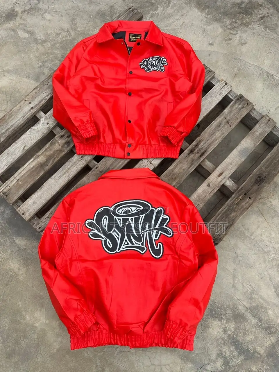 Syna World Leather Jackets Bold Signature Graffit Logo Across the Back
