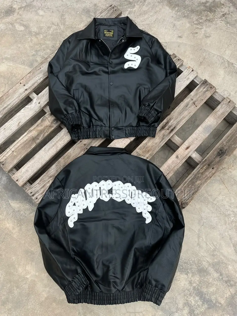 Syna World Leather Jackets Bold Signature Graffit Logo Across the Back