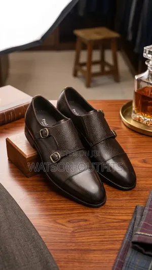Men's Leather Shoes With Classical Buckles Double Iron