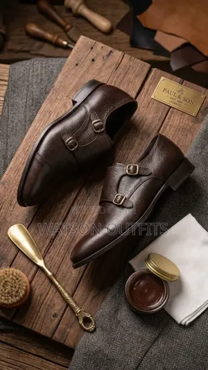 Men's Leather Shoes With Classical Buckles Double Iron