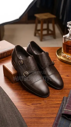 Men's Leather Shoes With Classical Buckles Double Iron