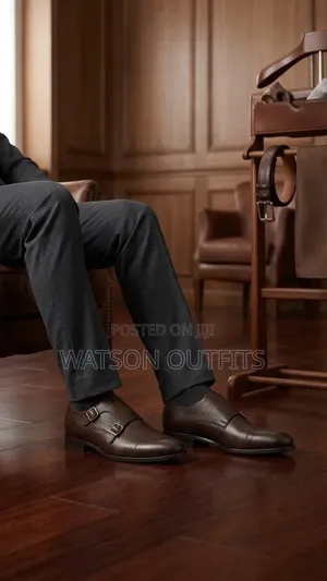 Men's Leather Shoes With Classical Buckles Double Iron