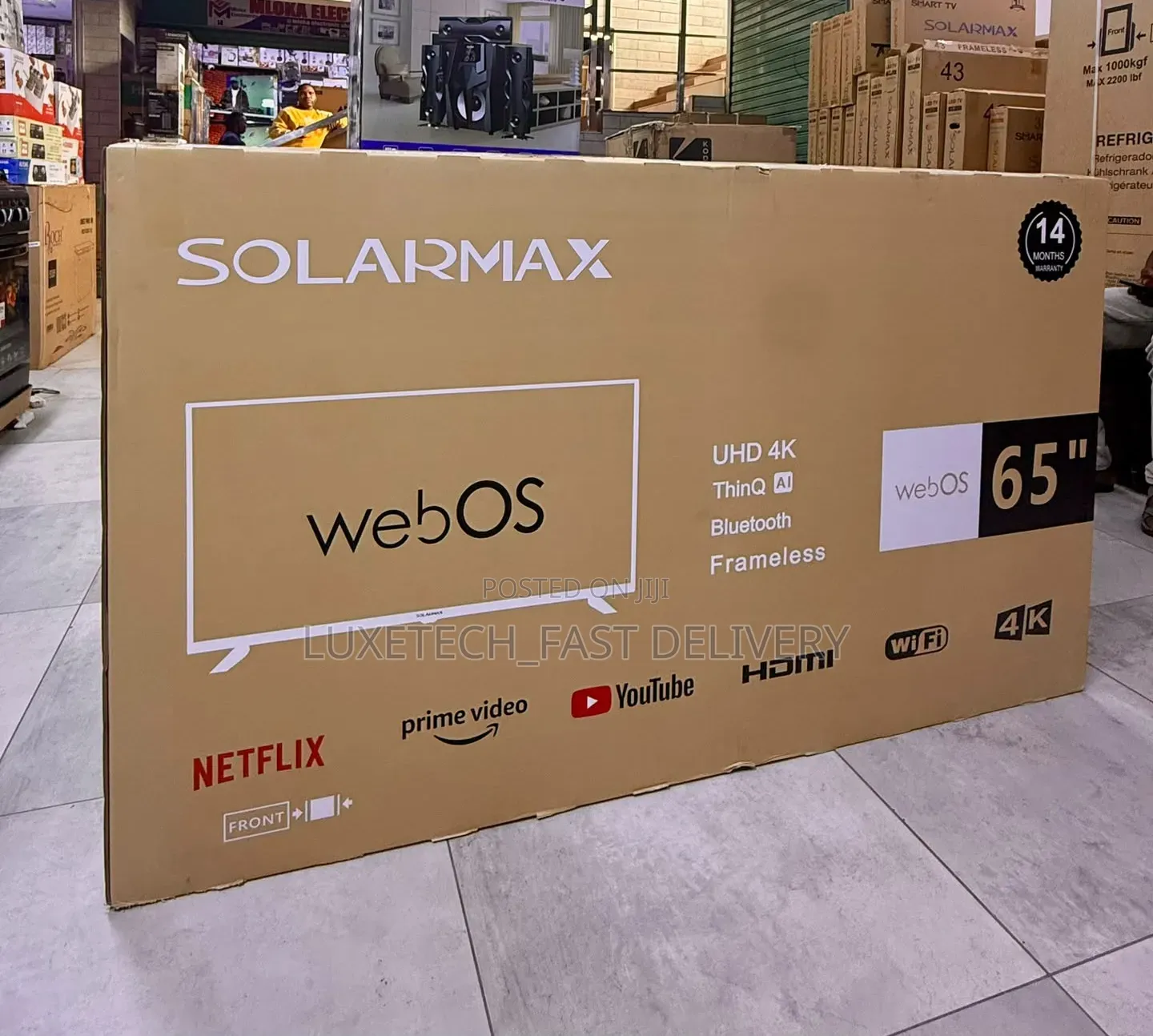 Solarmax 65 Inch UHD Smart TV – webOS With ThinQ AI, Frameless Design
