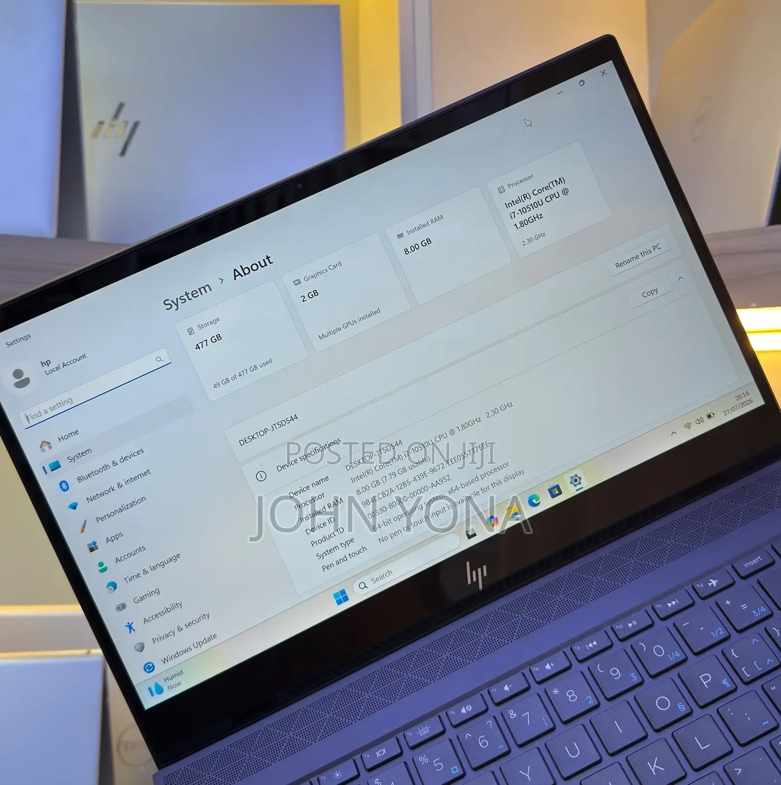 New Laptop HP Envy 13 8GB Intel Core i7 SSD 512GB